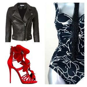 70S VinTage "RETRO MOD" Abstract Random Design Print Ruching Swimsuit/Bodysuit